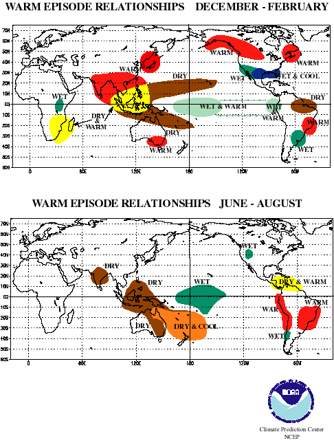 Warm episode relationships between changes in storm tracks and El Ni&ntildeo.